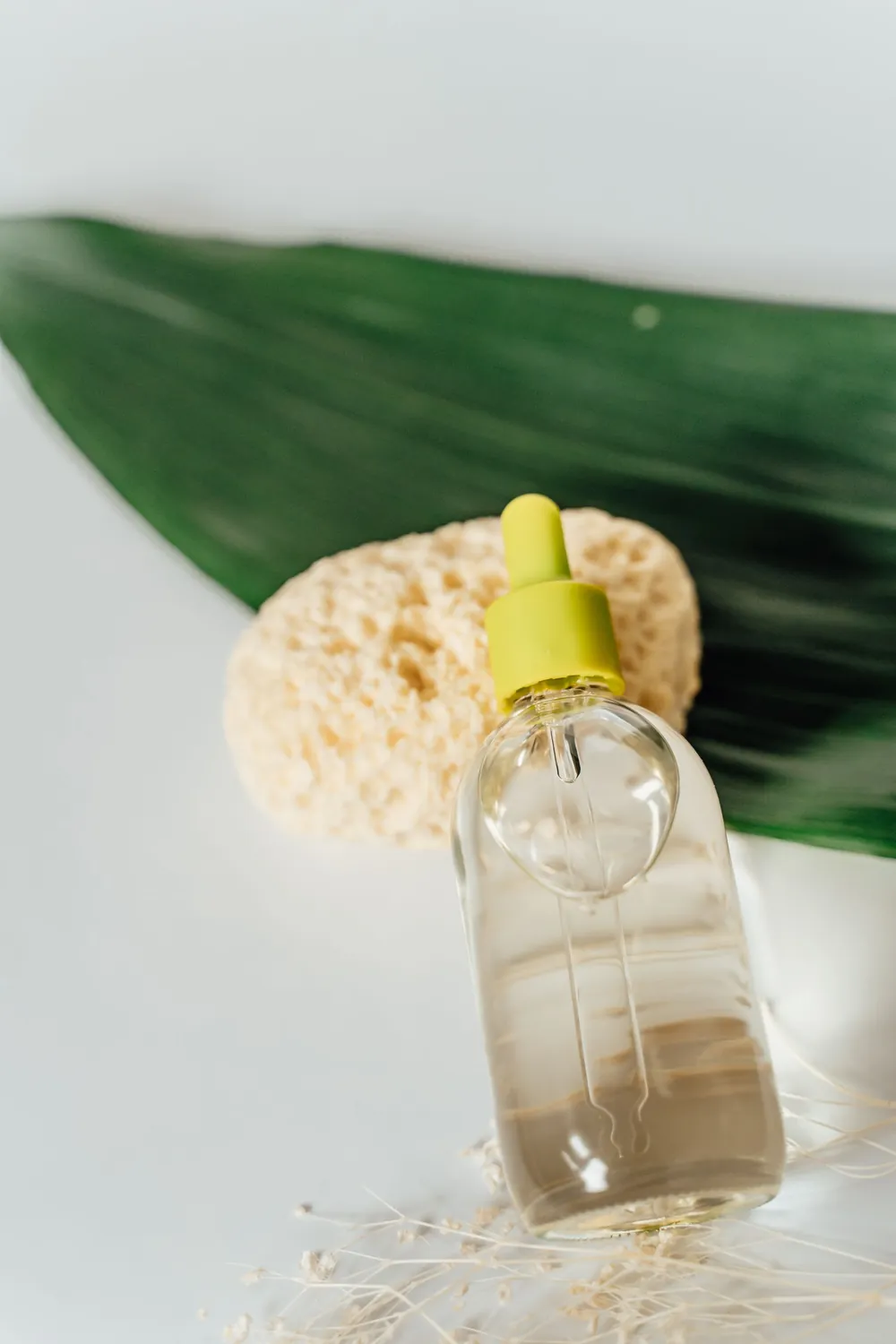 Natural skincare oil bottle, representing skin and hair care